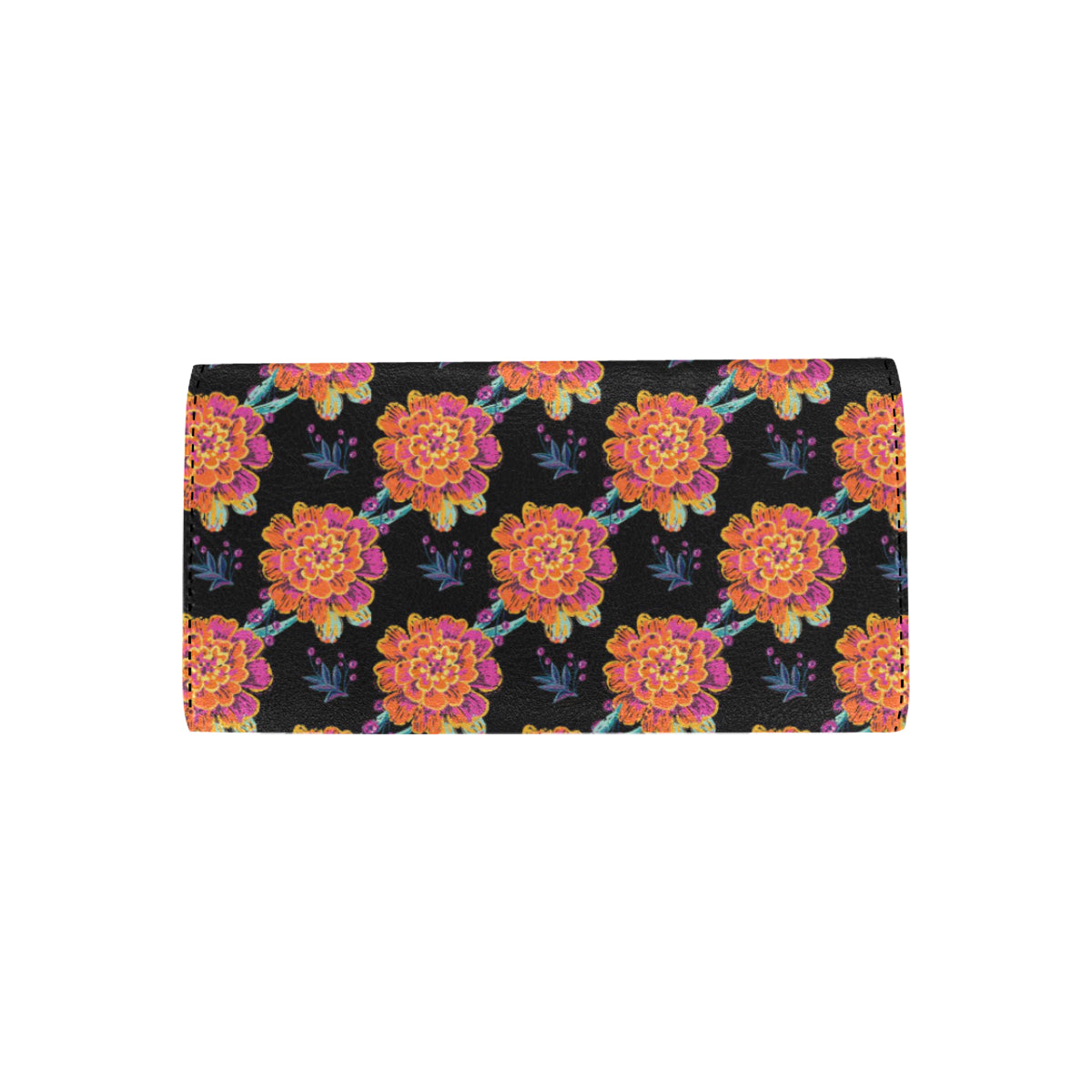 Marigold Pattern Print Design MR04 Women's Trifold Wallet