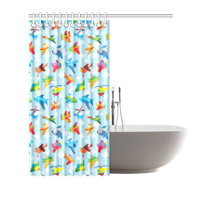 Airplane Colorful Pattern Print Design 01 Shower Curtain