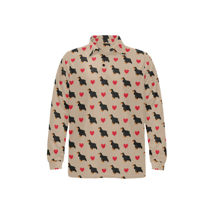 Cocker Pattern Print Design 02 Long Sleeve Polo Shirt For Men's