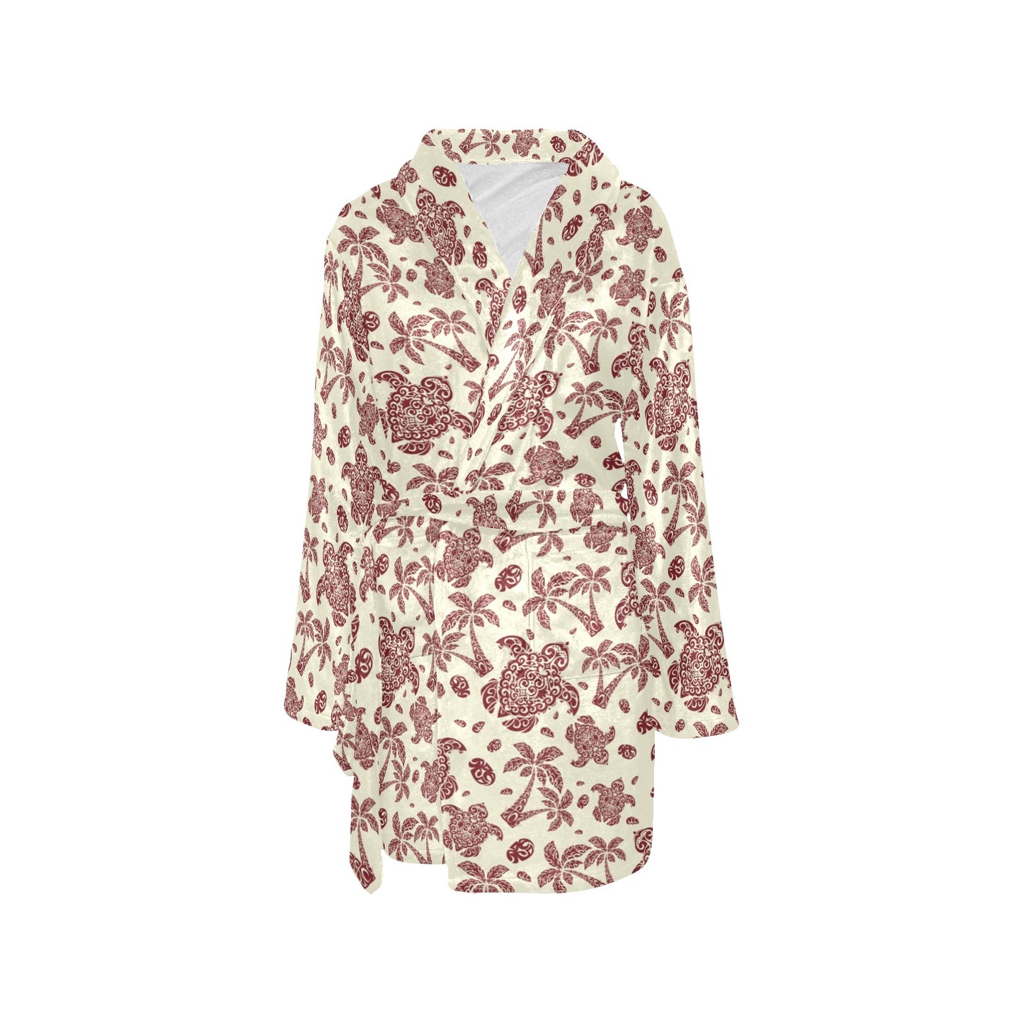 Polynesian Tattoo Turtle Themed Women's Fleece Robe