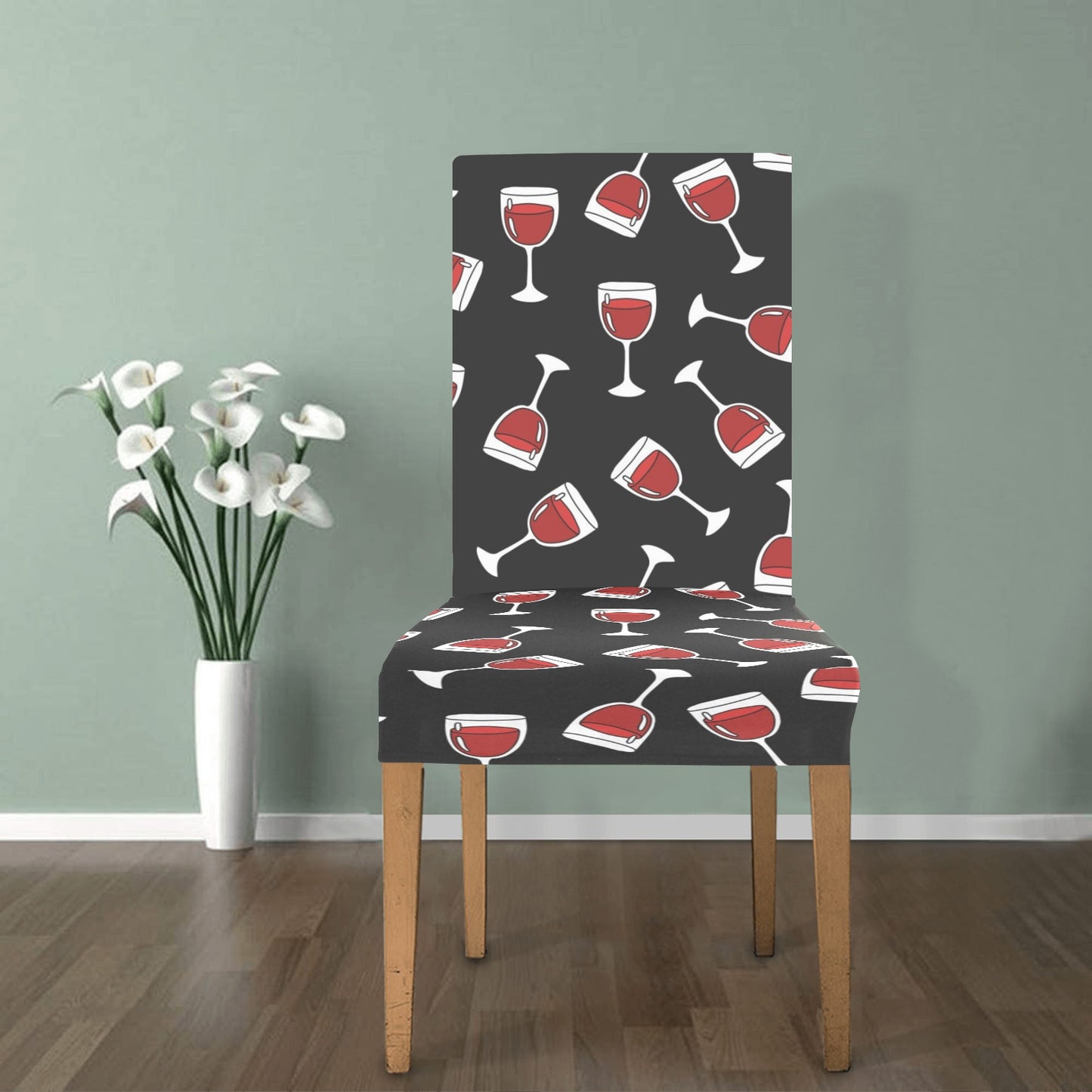 Wine Glass Print Design LKS303 Dining Chair Slipcover