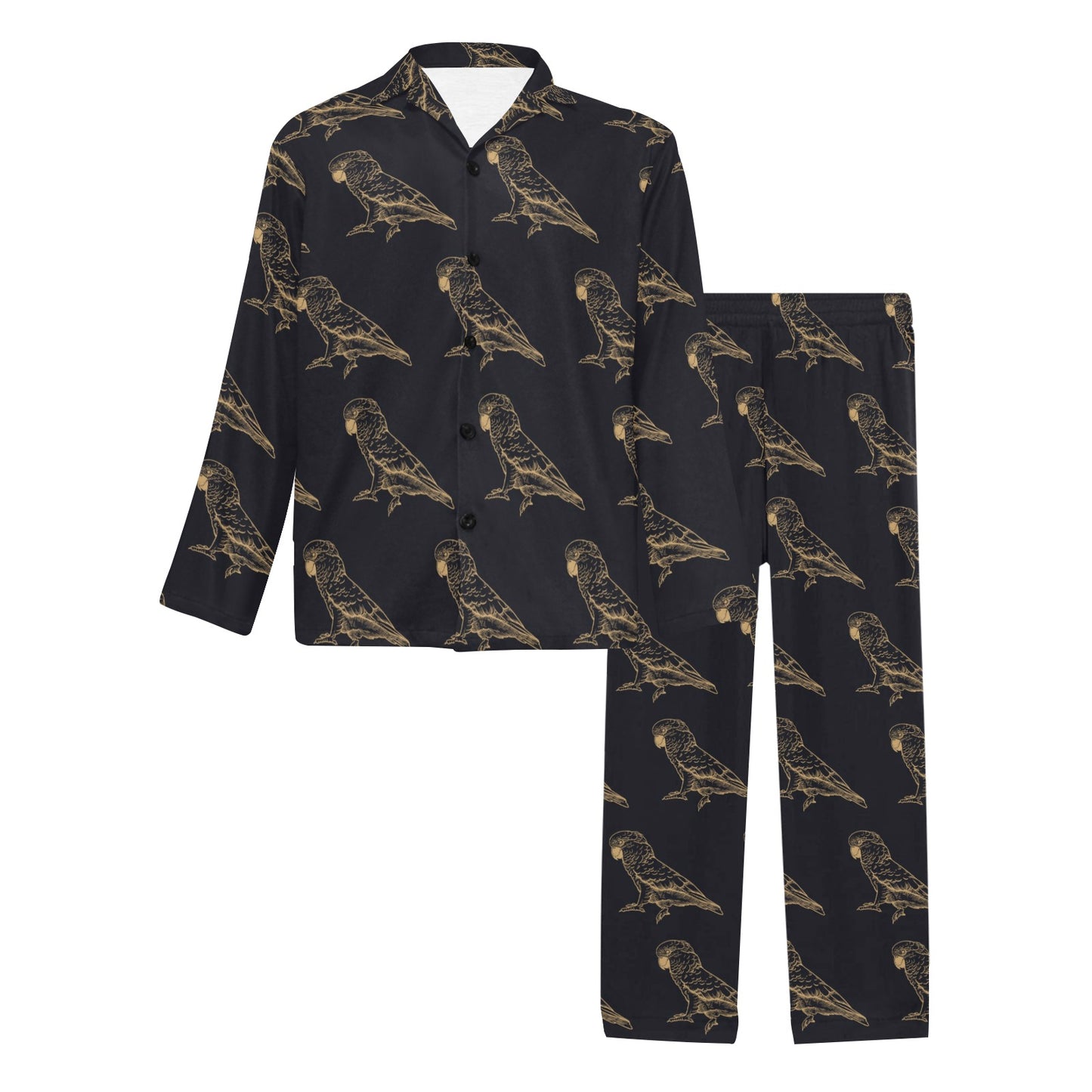 Parakeet Pattern Print Design A04 Men's Long Pajama Set