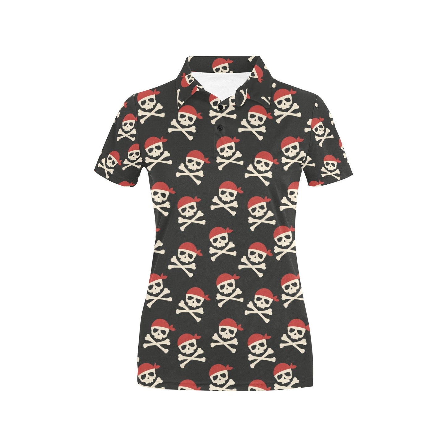 Pirate Pattern Print Design A04 Women's Polo Shirt