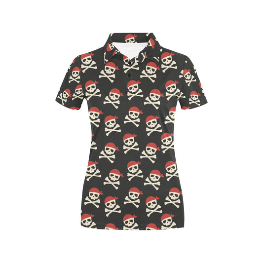 Pirate Pattern Print Design A04 Women's Polo Shirt