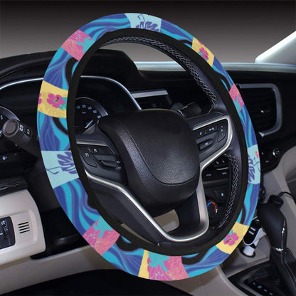 Surfboard Print Design LKS304 Steering Wheel Cover with Elastic Edge