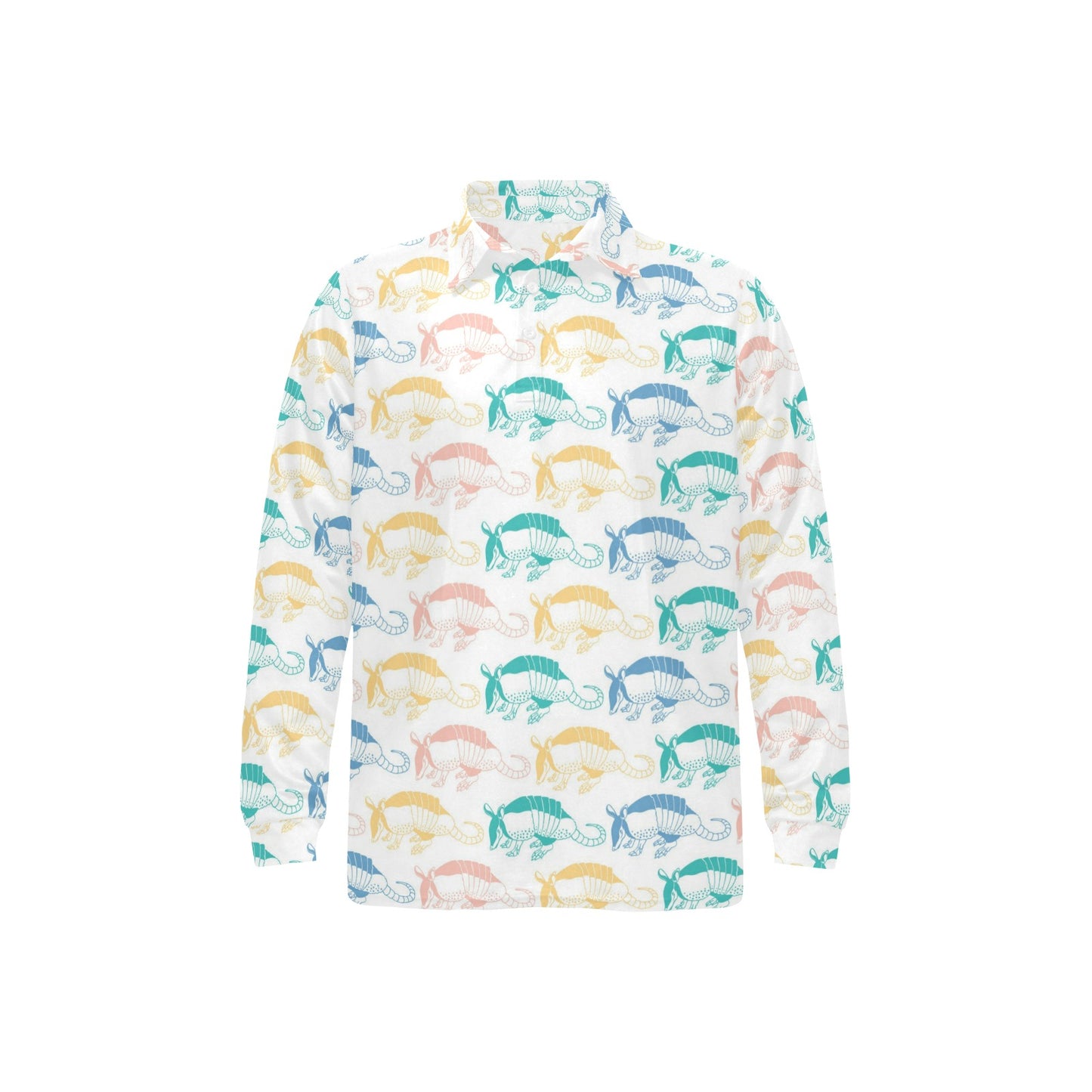Armadillo Pattern Print Design 05 Long Sleeve Polo Shirt For Men's