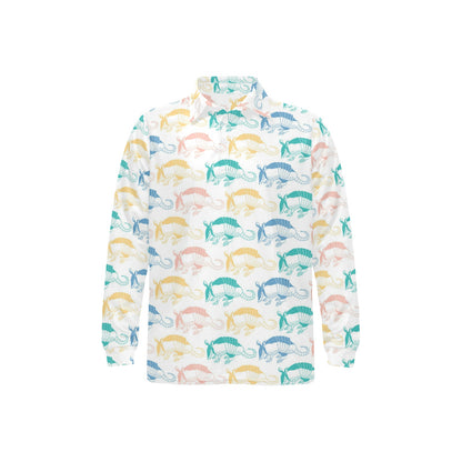 Armadillo Pattern Print Design 05 Long Sleeve Polo Shirt For Men's