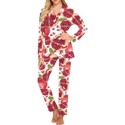 Pomegranate Pattern Print Design PG03 Women's Long Pajama Set