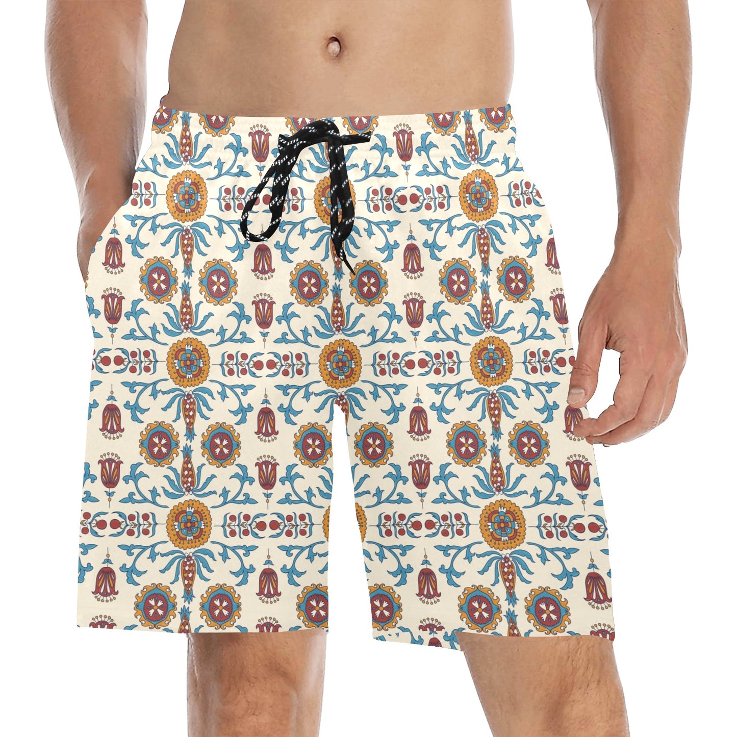 Suzani Print Design LKS301 Men's Swim Trunks Beach Shorts
