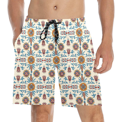 Suzani Print Design LKS301 Men's Swim Trunks Beach Shorts