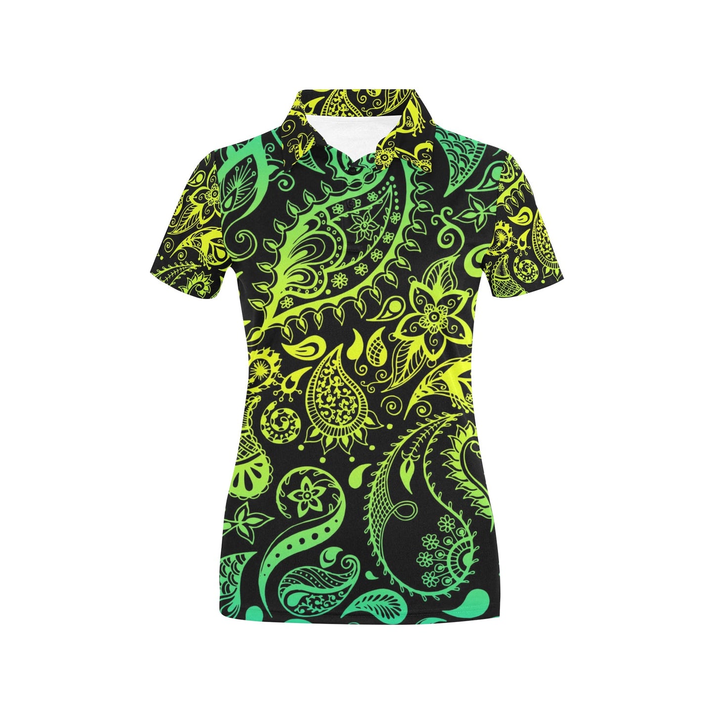 Paisley Green Design Print Women's Polo Shirt
