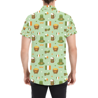 St Patricks Day Print Design LKS302 Men Short Sleeve Button Up Shirt