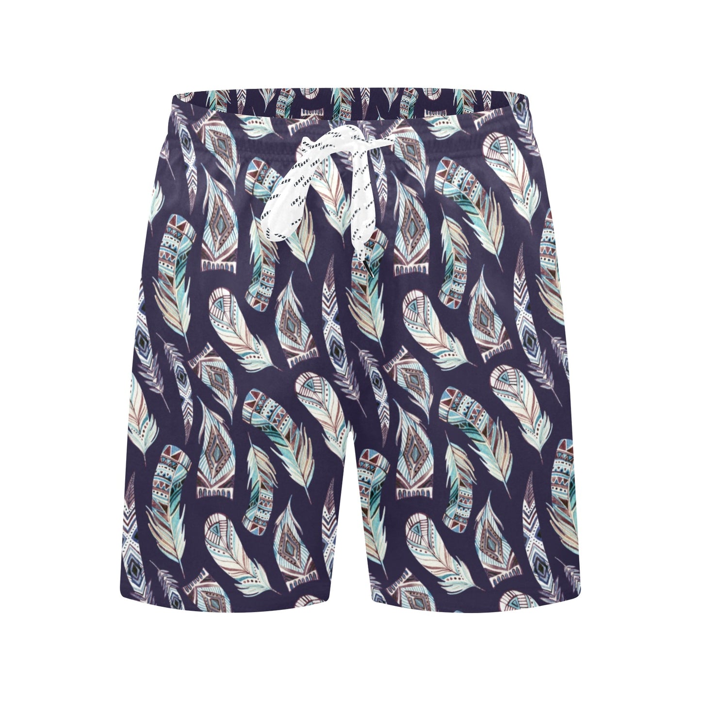 Feather Vintage Boho Design Print Men's Swim Trunks Beach Shorts