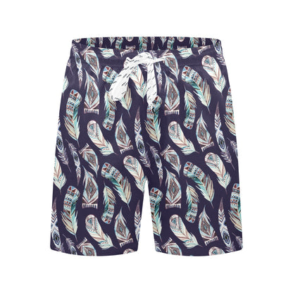 Feather Vintage Boho Design Print Men's Swim Trunks Beach Shorts