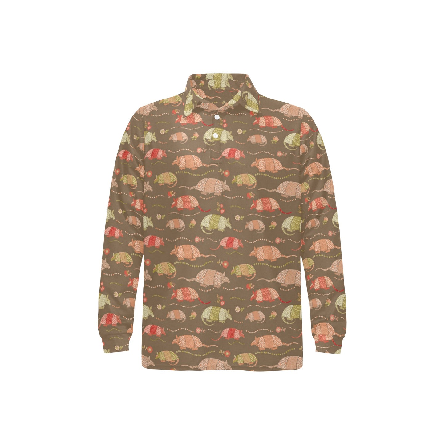 Armadillo Pattern Print Design 04 Long Sleeve Polo Shirt For Men's