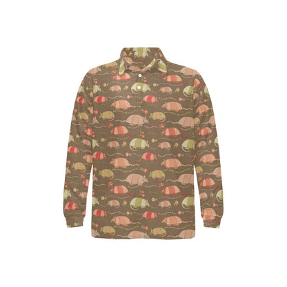 Armadillo Pattern Print Design 04 Long Sleeve Polo Shirt For Men's