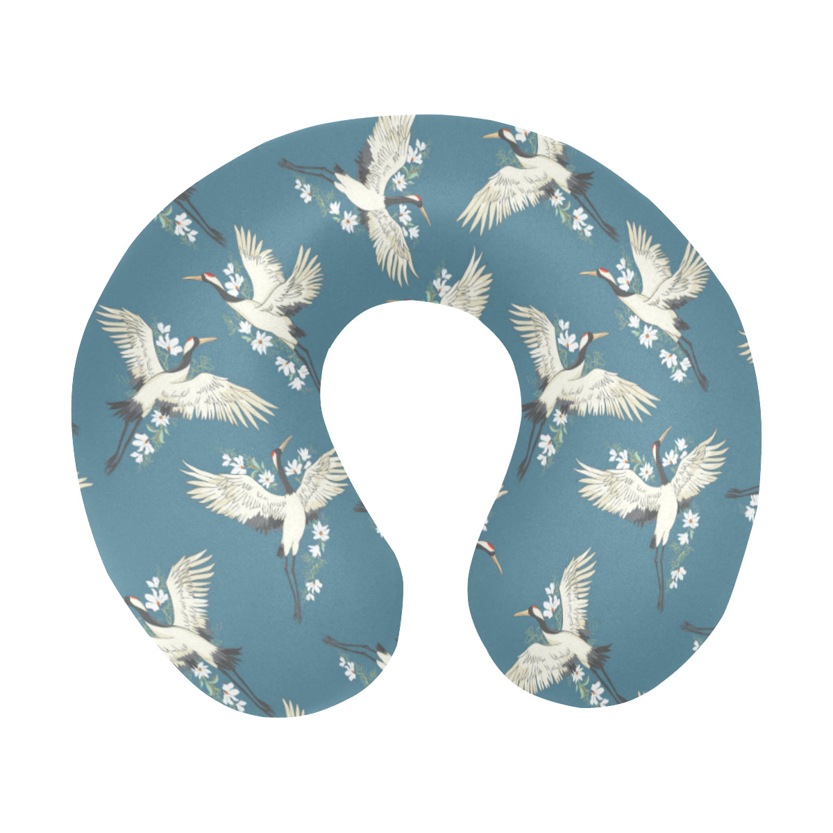 Crane Pattern Print Design 02 U-Shaped Travel Neck Pillow
