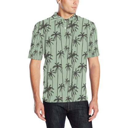 Palm Tree Pattern Print Design A04 Men Polo Shirt