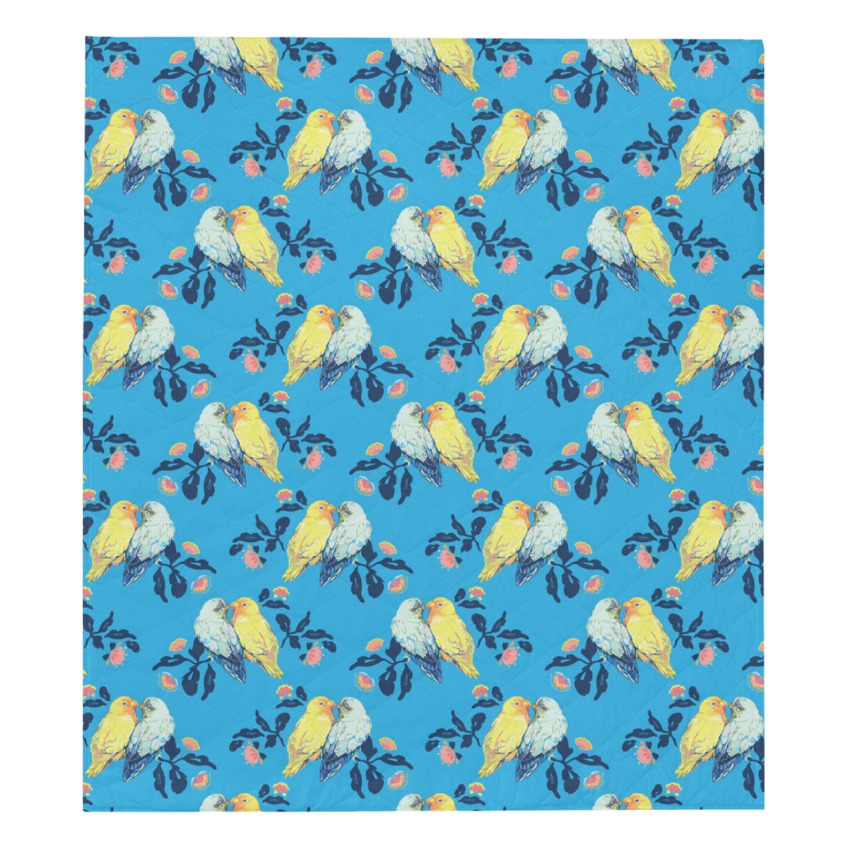 Lovebird Pattern Print Design 03 Premium Quilt