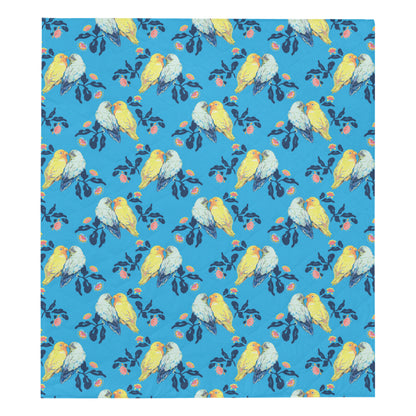 Lovebird Pattern Print Design 03 Premium Quilt