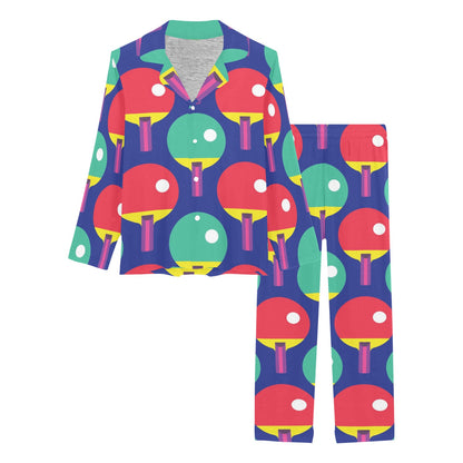 Ping Pong Pattern Print Design A03 Women's Long Pajama Set