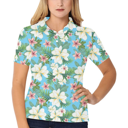 Plumeria Pattern Print Design PM028 Women's Polo Shirt