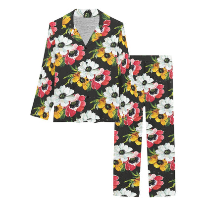 Anemone Pattern Print Design AM07 Women's Long Pajama Set