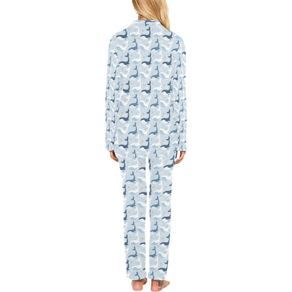 Whale Print Design LKS305 Women's Long Pajama Set