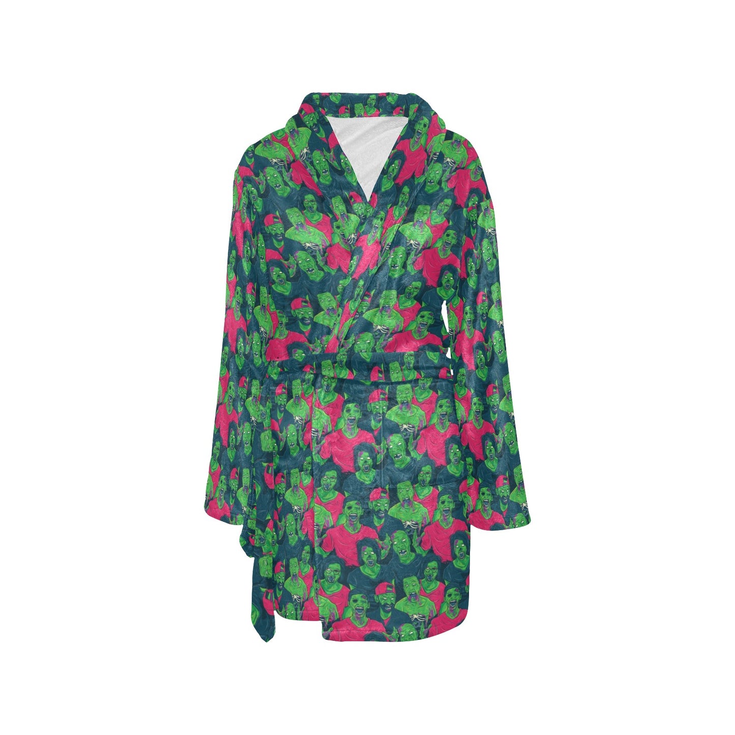 Zombie Themed Design Pattern Print Women's Fleece Robe