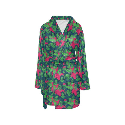 Zombie Themed Design Pattern Print Women's Fleece Robe