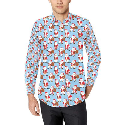 Santa Christmas Themed Print Design LKS305 Men's Long Sleeve Dress Shirt