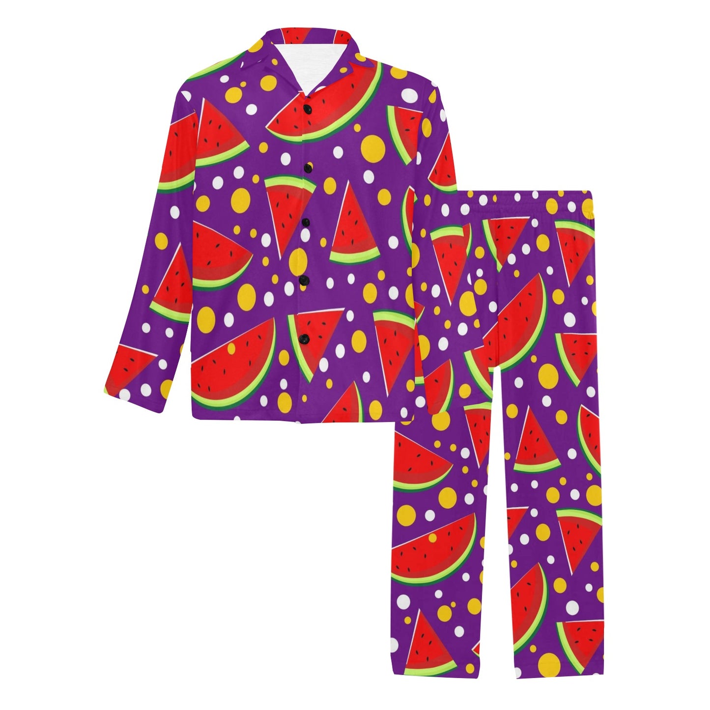 Watermelon Pattern Print Design WM010 Men's Long Pajama Set