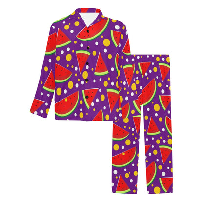 Watermelon Pattern Print Design WM010 Men's Long Pajama Set