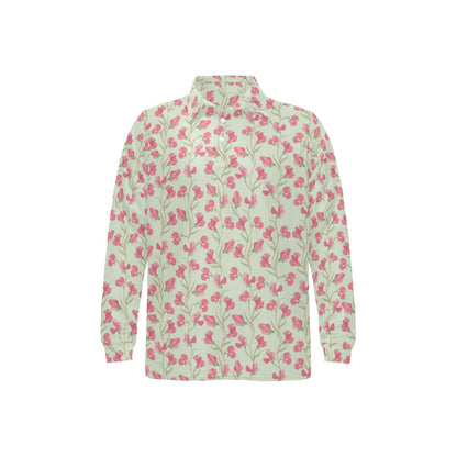 Sweet Pea Print Design LKS301 Long Sleeve Polo Shirt For Men's
