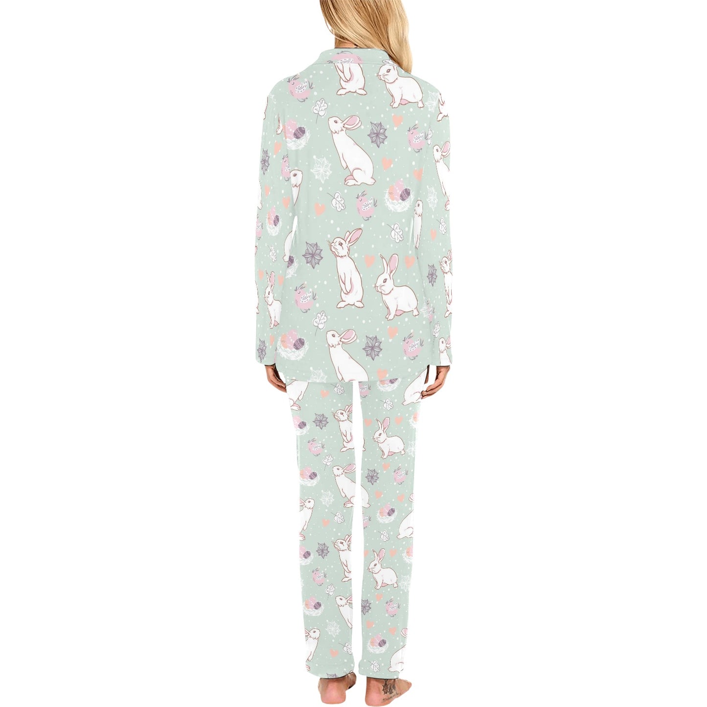 Rabbit Pattern Print Design RB011 Women's Long Pajama Set