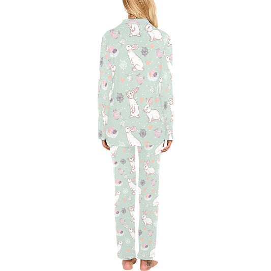 Rabbit Pattern Print Design RB011 Women's Long Pajama Set