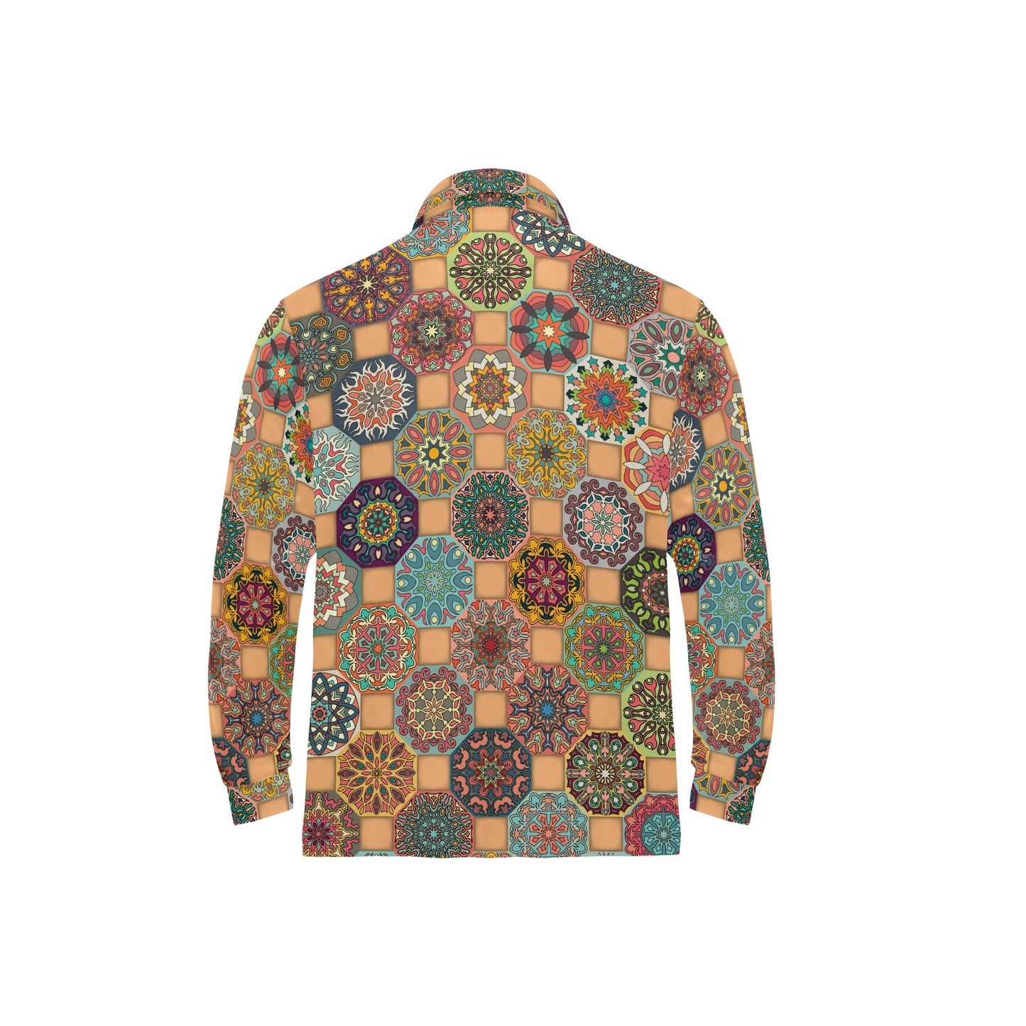 Boho Pattern Print Design 07 Long Sleeve Polo Shirt For Men's