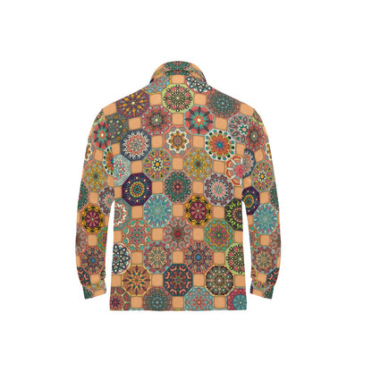 Boho Pattern Print Design 07 Long Sleeve Polo Shirt For Men's