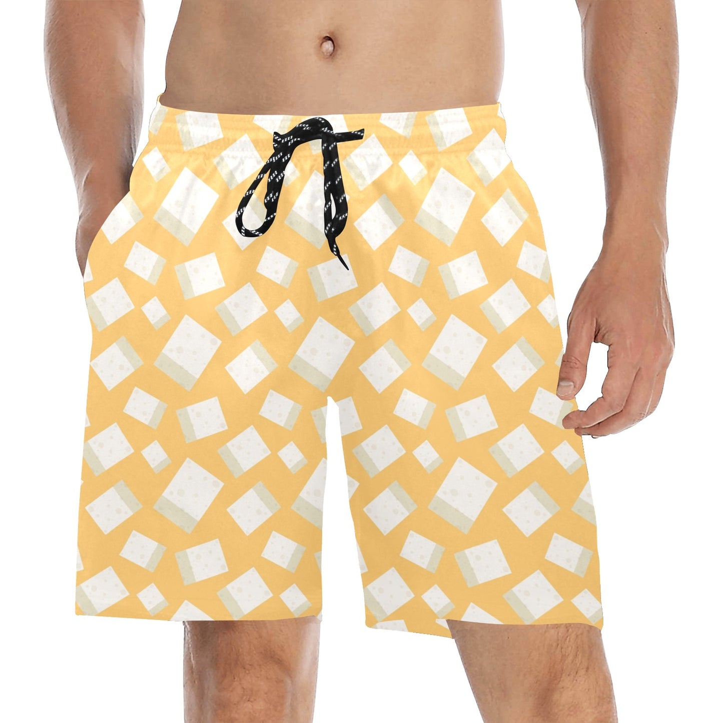 Tofu Print Design LKS302 Men's Swim Trunks Beach Shorts