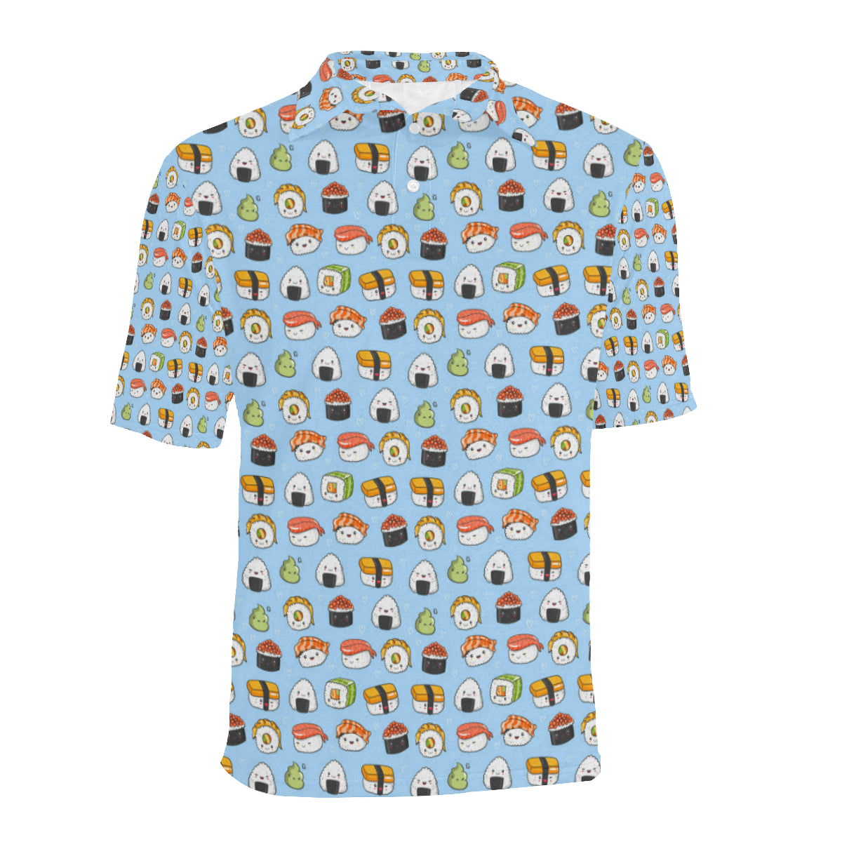 Sushi Cartoon Design Men Polo Shirt