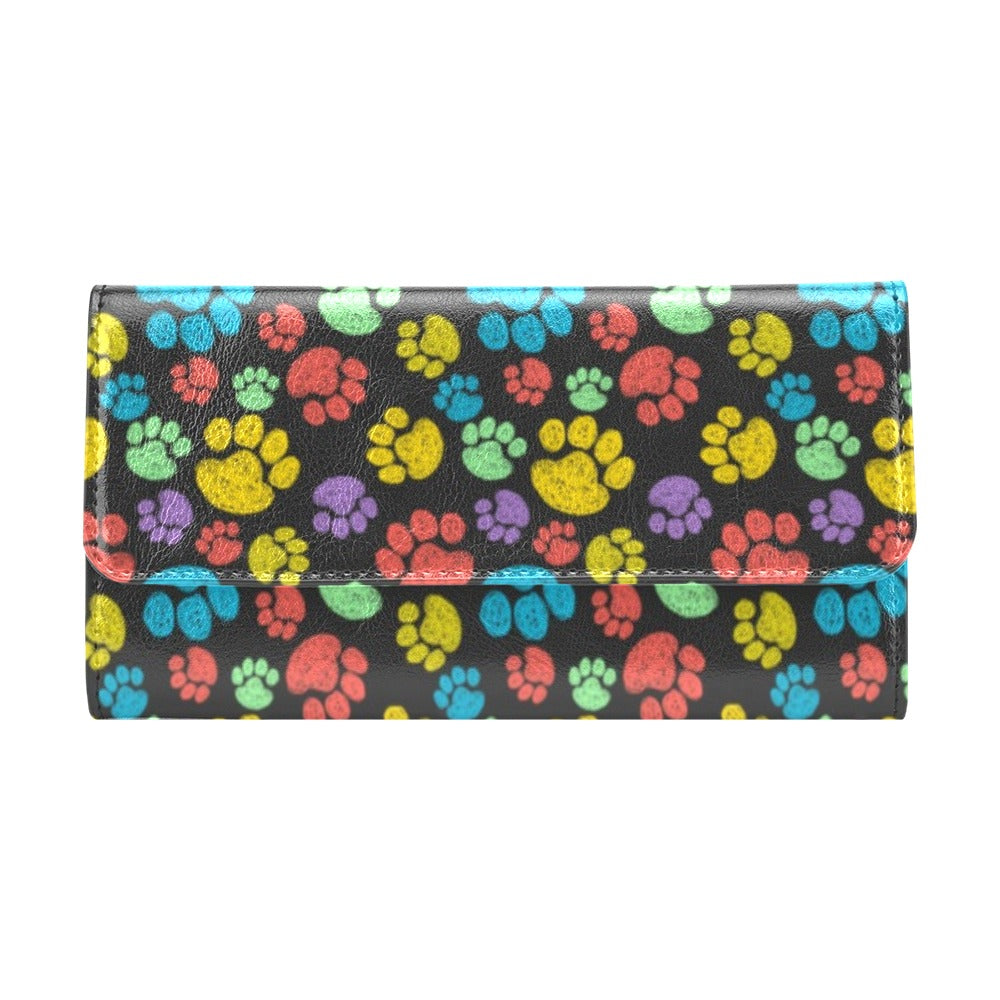 Paw Colorful Print Women's Trifold Wallet