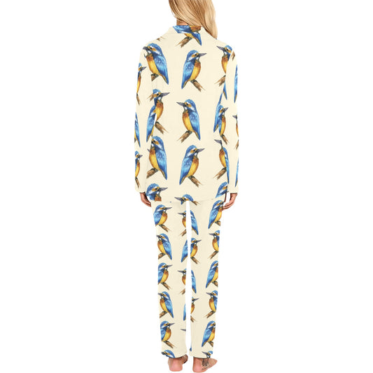 Kingfisher Pattern Print Design 01 Women's Long Pajama Set