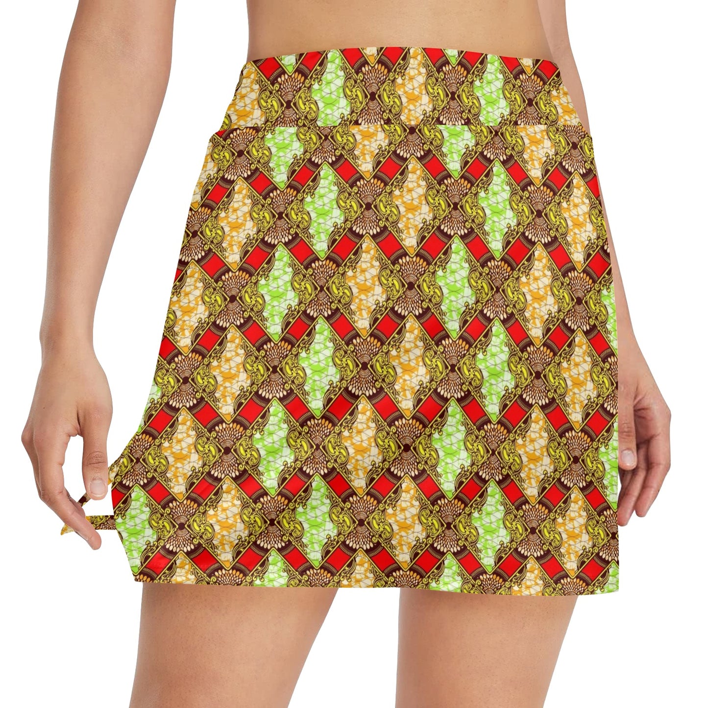 African Classic Print Pattern 17" Golf & Pickleball Skort with Pockets