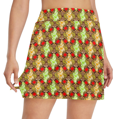 African Classic Print Pattern 17" Golf & Pickleball Skort with Pockets