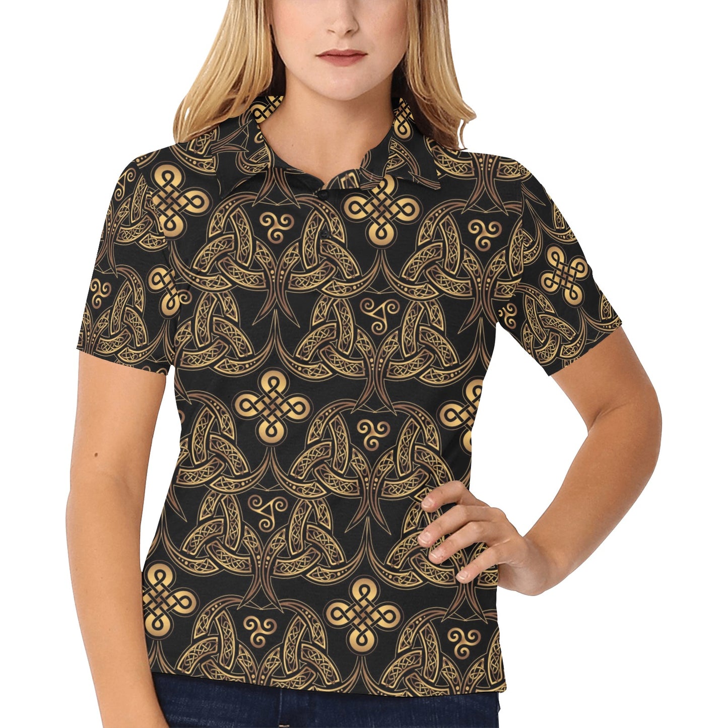 Celtic Knot Gold Design Women's Polo Shirt