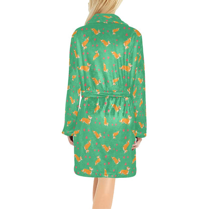 Cardigan Welsh Corgis Pattern Print Design 03 Women's Fleece Robe