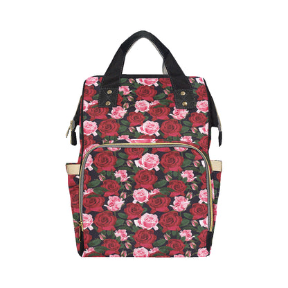 Rose Red Pink Pattern Print Design RO01 Diaper Bag Backpack