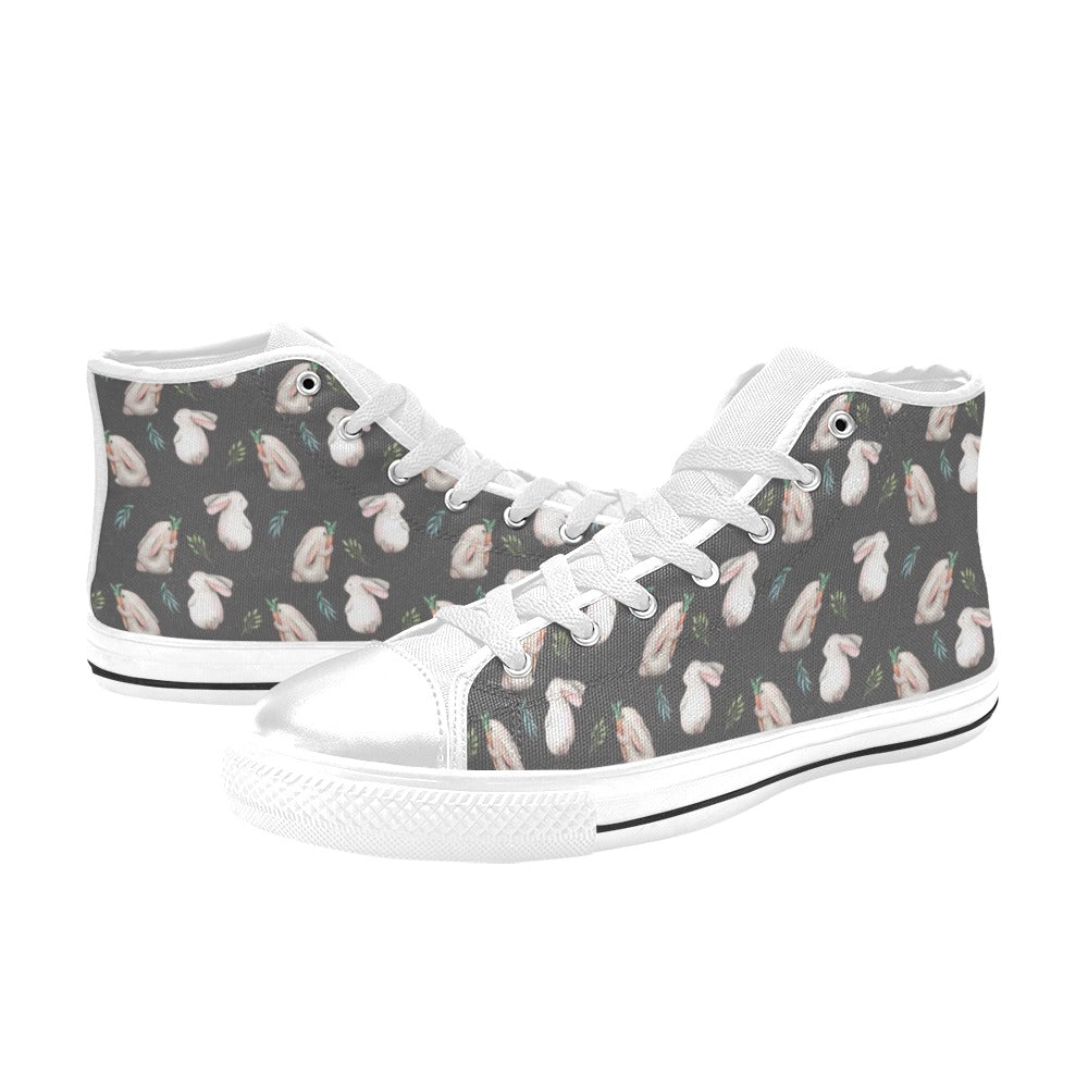 Rabbit Print Design LKS402 Men's High Top Canvas Shoes