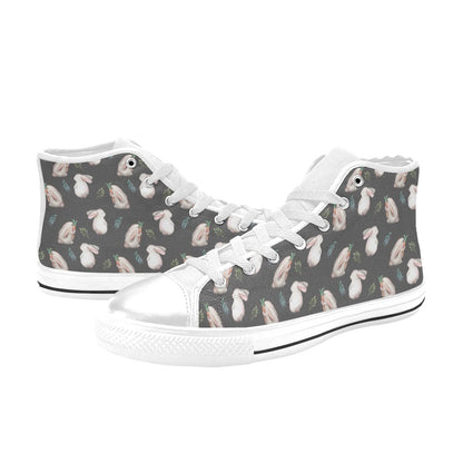 Rabbit Print Design LKS402 Men's High Top Canvas Shoes