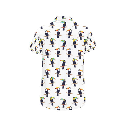 Toucan Print Design LKS305 Men Short Sleeve Button Up Shirt